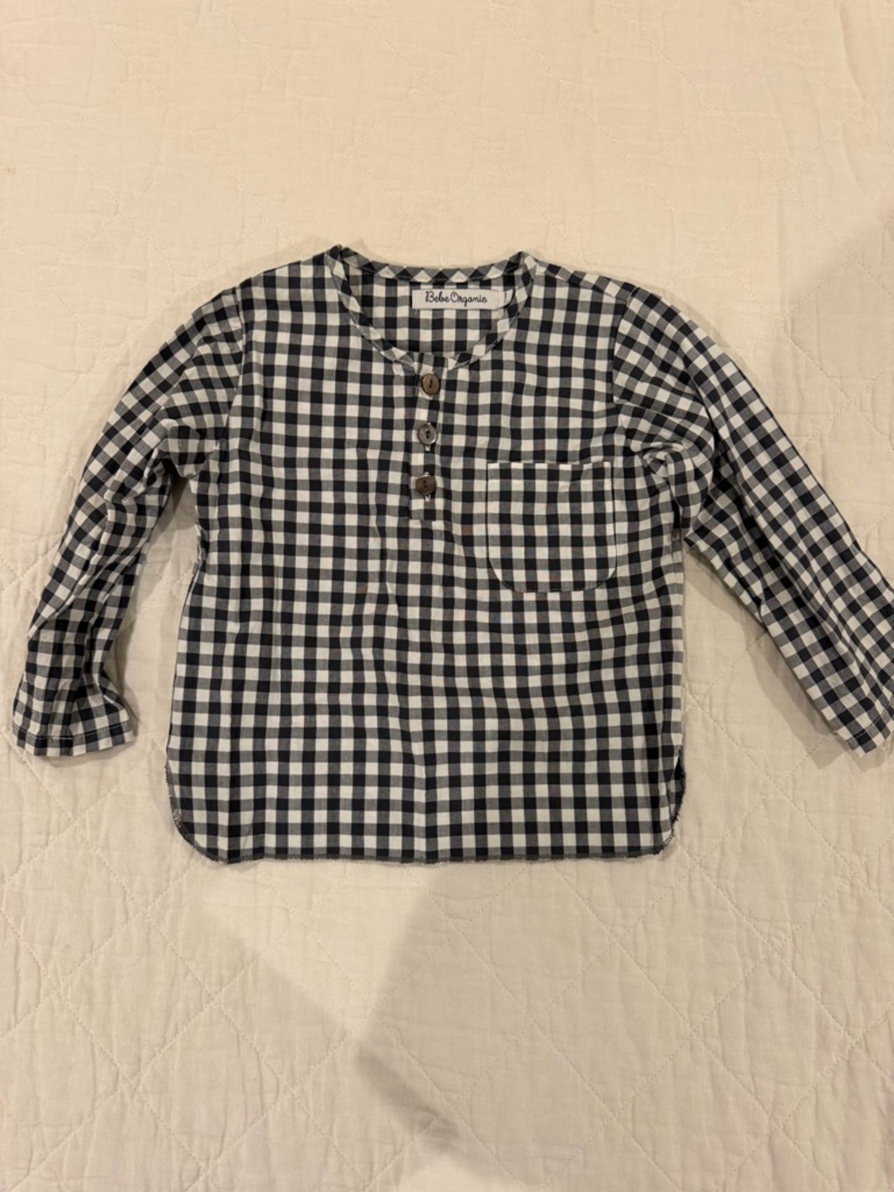 Bebe Organic Gingham Henley Shirt